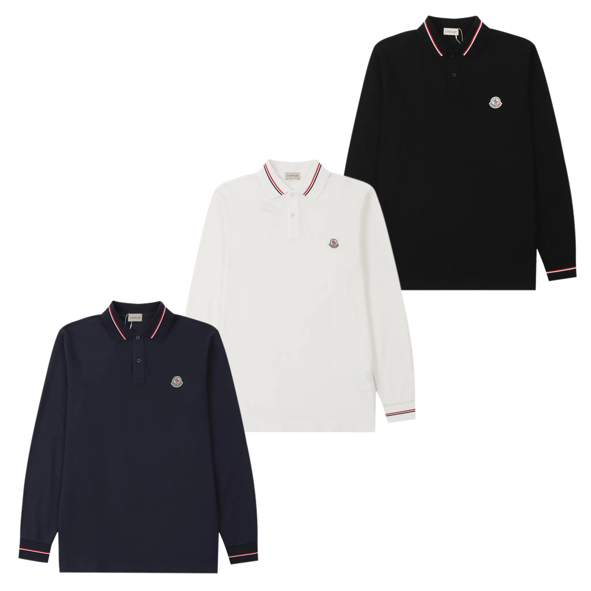 MONCLE *2024AW POLONew Arrival Classic Logo ， Classic ， ， ， 💯 ， ， 100% ， ：Black White Blue Size：M-XXL